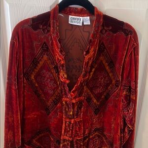 Chico's Rich Red Velvet Top